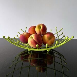 Vintage 90s IKEA Lime Green Wire Fruit Basket Iconic Retro Metal Grid Bowl